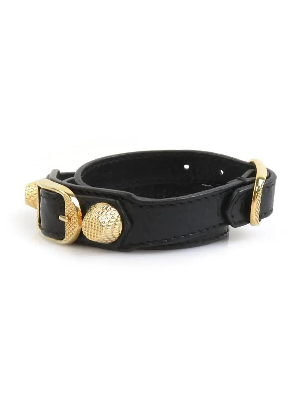 Auth Balenciaga Bracelet Black/Gold #302828B14B